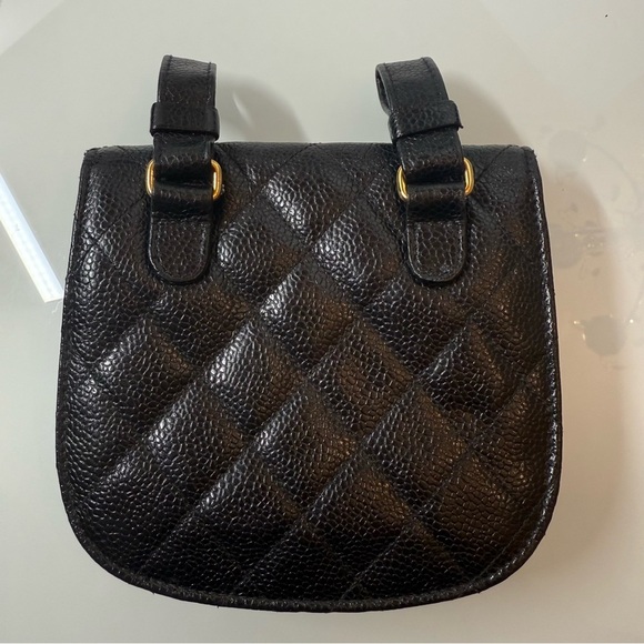 Vintage Chanel Caviar Leather Black Quilted Belt Pouch with Gold Plated Hardware - Picture 2 of 16